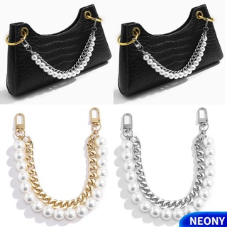 Dây đeo vai/quai cầm túi xách thay thế thiết kế chuỗi kim loại ngọc trai giả kiểu retro tự làm
