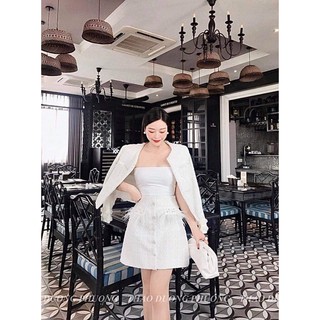set dạ trắng đính đá