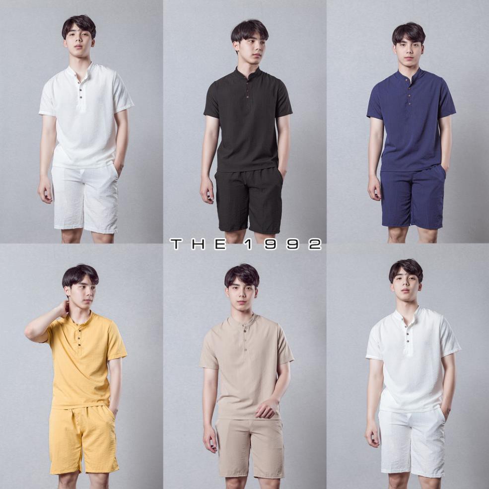 Bộ đũi nam cộc tay Đồ bộ quần áo thể thao nam LINEN THE 1992  ཾ