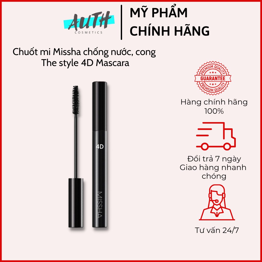 Chuốt mi mascara chống nước - Chuốt mi Missha cong the style 4D mascara không thấm nước Auth Hàn Quốc