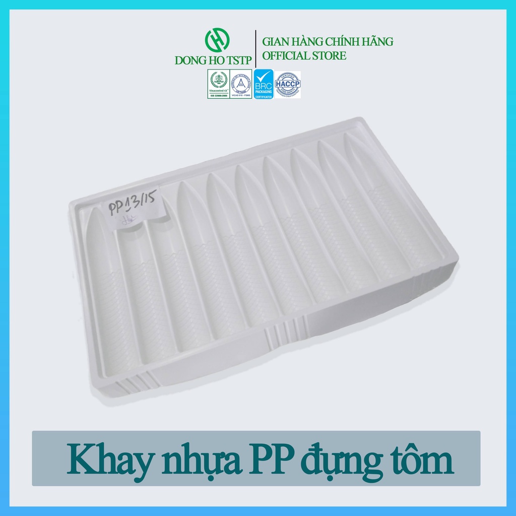 Combo 10 cái Khay nhựa PP đựng tôm - Khay nhựa bảo quản và giữ dáng tôm size 13/15