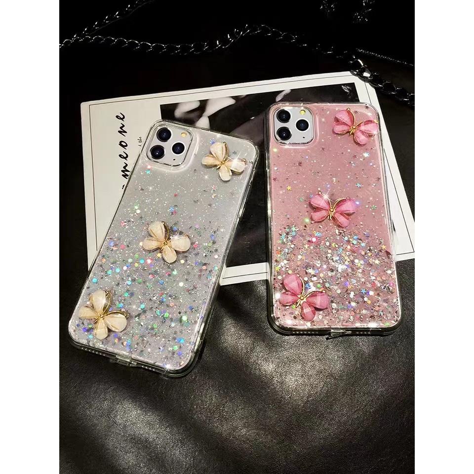 Huawei Honor 10 7X 7A Y6P Y6S Y5P Y7P Y9 Y7 Y5 Y6 Prime lite 2018 2019  P40 Pro+ Soft Glitter Buttfly Phone Case Clear Cover