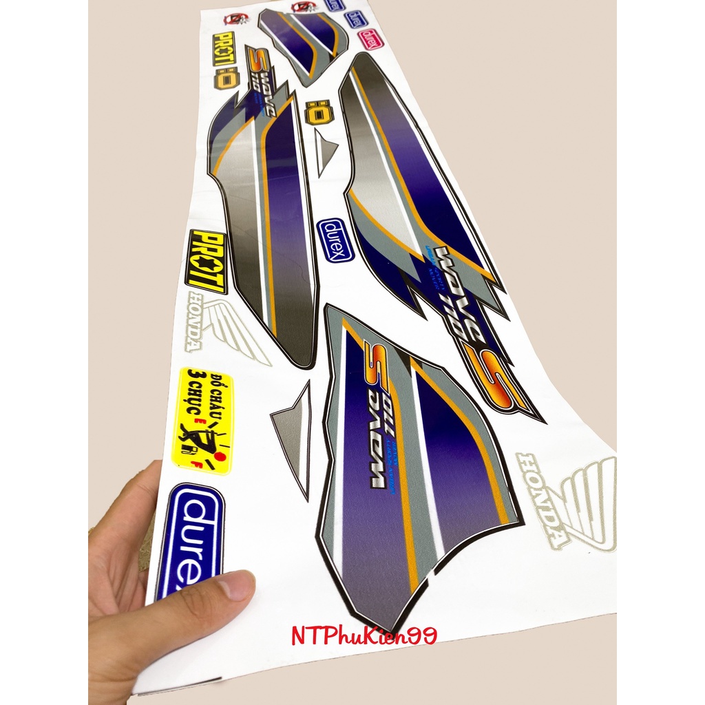 Tem Wave S Màu Tím Xám Dán Cho Xe 50cc-100cc-110 Cam Kết 3 Lớp