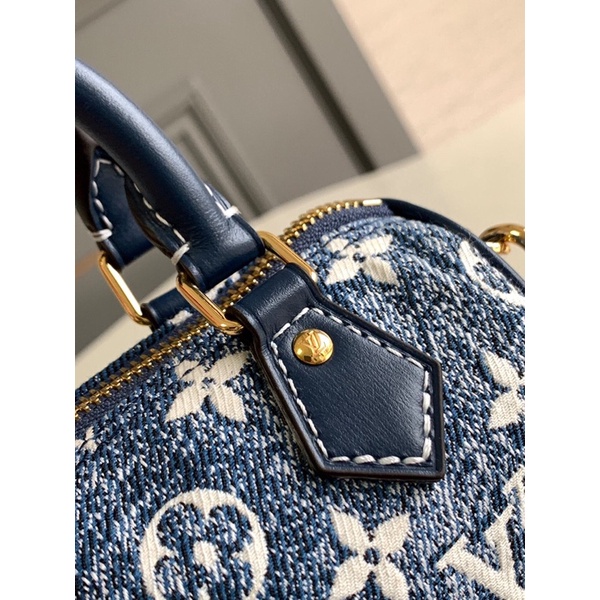 Túi xách/đeo chéo vải denim logo thương hiệu Louis Vuitton LV Nono Speedy cao cấp hàng vip