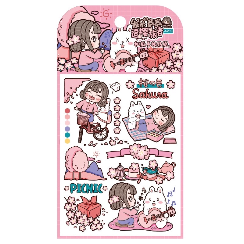 Set 4 tờ stickers nhiều chủ đề dễ thương xinh xắn