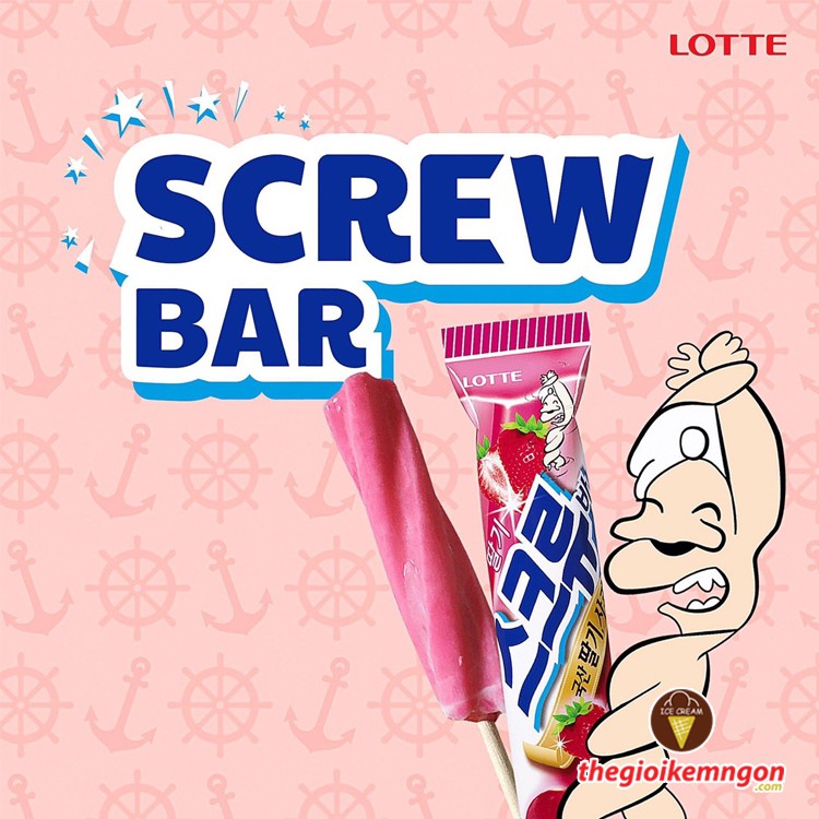 Kem dâu xoắn Screw Bar Lotte 75ml