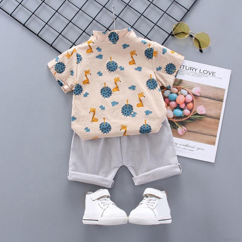 Bộ Áo Sơ Mi Ngắn Tay Cổ Bẻ Và Quần Short Đáng Yêu Cho Bé Trai