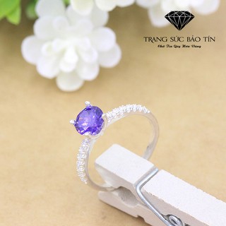 Nhẫn bạc nữ nụ tím bạc ta cao cấp - thương hiệu bảo tín