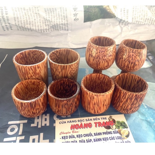 Chung ly chén uống rươu / uống trà gỗ dừa   -Mỹ nghệ dừa Bến Tre