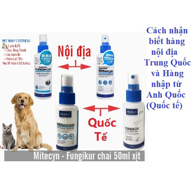 Chai Xịt Trị Nấm Ghẻ Ngứa Vảy Nến FUNGIKUR cho CHÓ MÈO THÚ CƯNG Chai 50ml Xuất xứ Anh Quốc