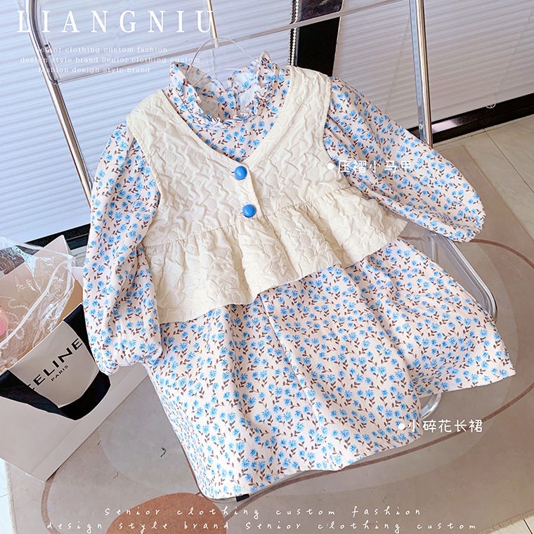 Set Áo Thun Dài Tay + Chân Váy Cotton Đáng Yêu Thời Trang Mùa Thu Cho Bé Gái