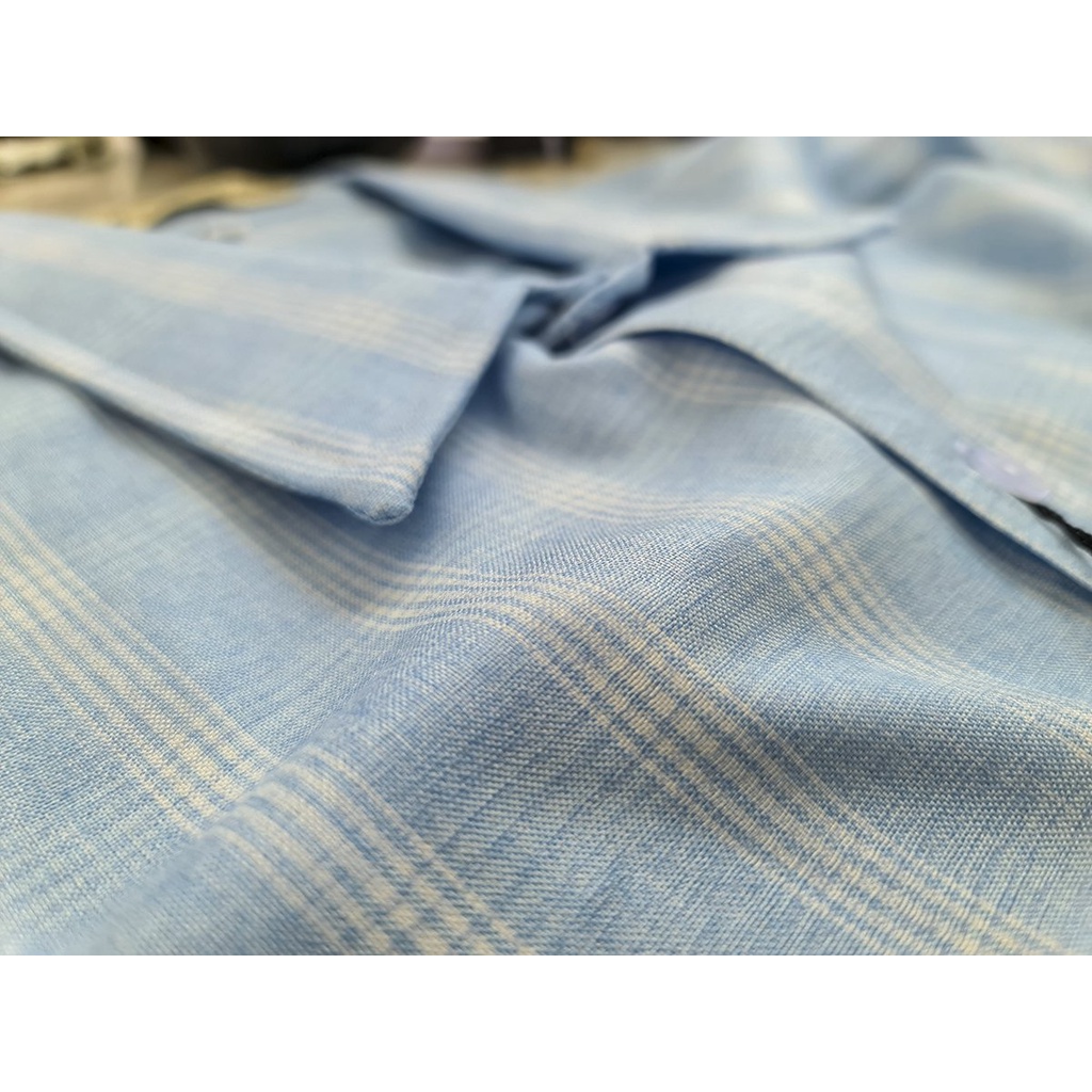 Áo sơ mi nam vải đuic trung niên hoạt tiết caro mềm mát thông thoáng phù hợp cho người lớn tuổi từ 50 đến 85kg ADUI14