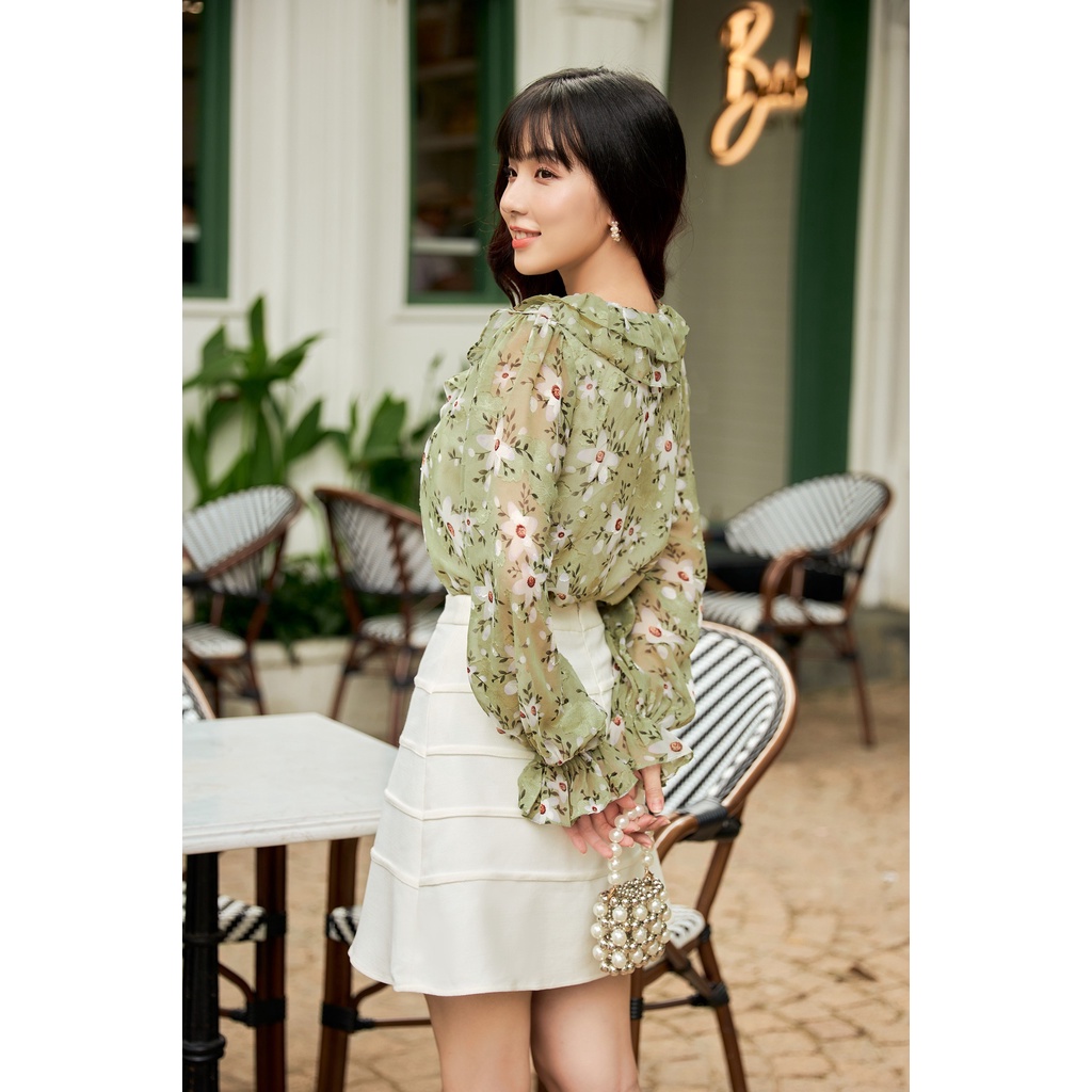 OLV - Áo Ruffle Blouse in Green