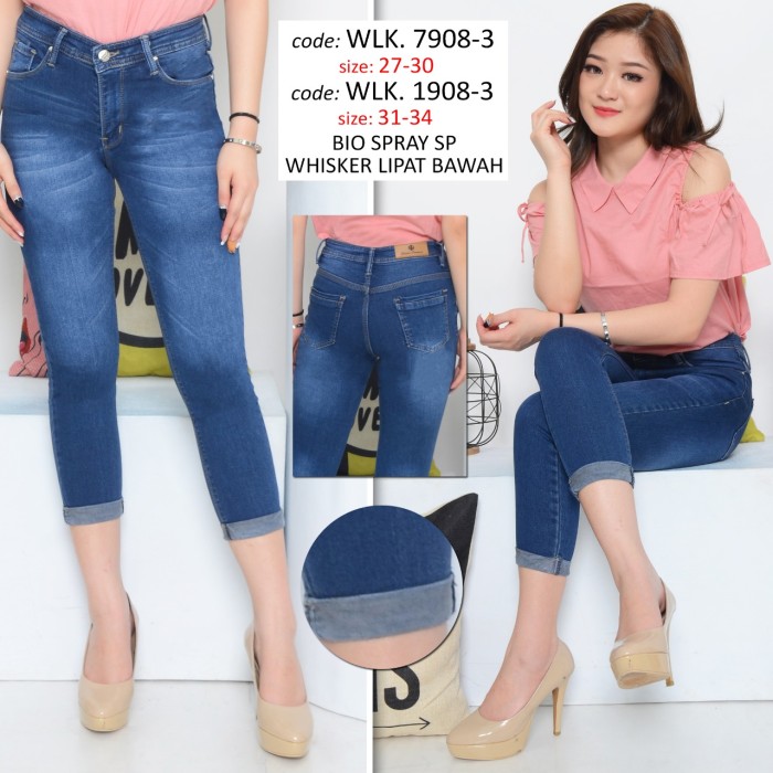 Quần Jean Dài Size 7/9 wisker bio Dạng Xịt Cho Nữ sp - 27