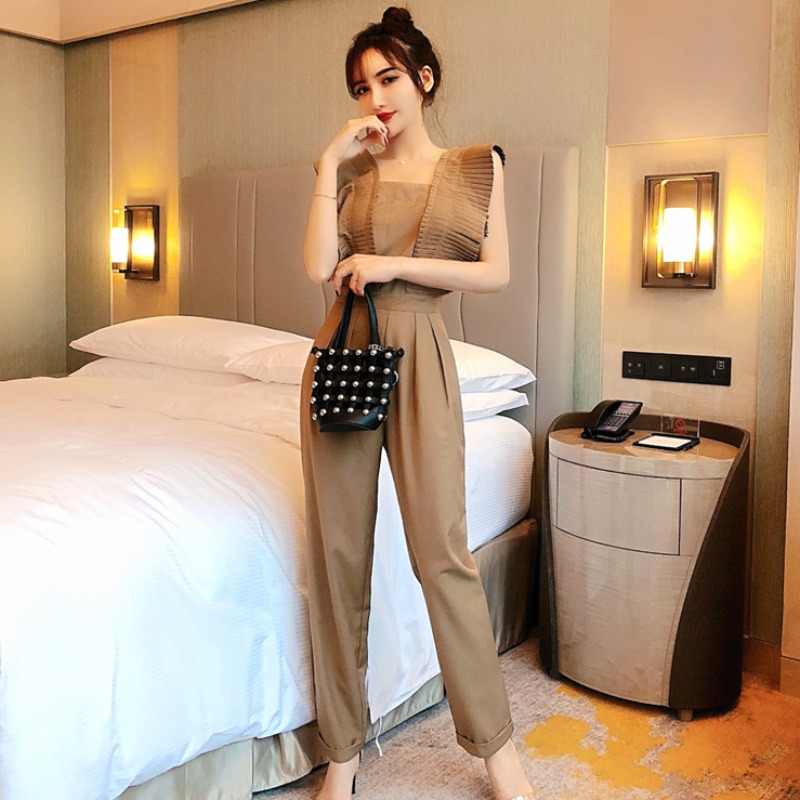 Jumpsuit Ống Rộng Lưng Cao Thời Trang Cá Tính 2021