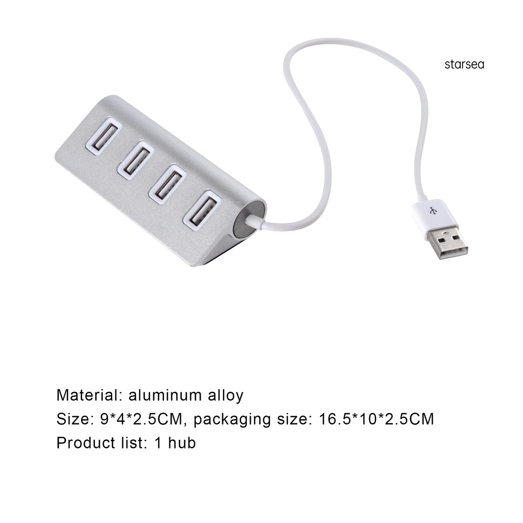 Bộ Hub Dây Usb 2.0 Bằng Hợp Kim Nhôm Đa Năng Tương Thích Với Máy Tính