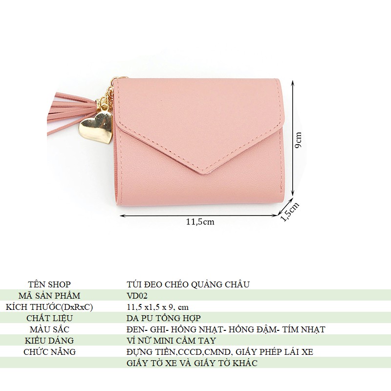 Ví Nữ Mini - 💖FREESHIP 50K💖 Ví Nữ Đẹp Giá Rẻ Cầm Tay Tua Rua Trái Tim VD02 | BigBuy360 - bigbuy360.vn