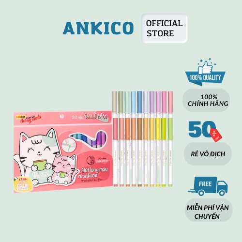 Bút lông 20 màu Pastel Fiber Pen Thiên Long Colokit SWM-C008 bút màu pastel siêu xinh ANKICO