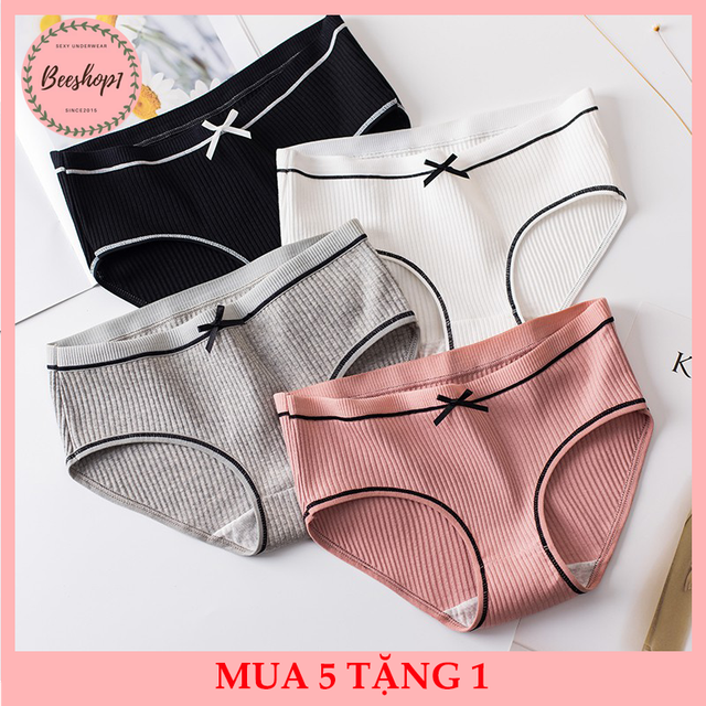 [Mã 12FASHIONSALE1 giảm 10K đơn 50K] Quần lót nữ cotton tăm tre đính nơ gân 2 mặt siêu thấm hút mồ hôi QC39