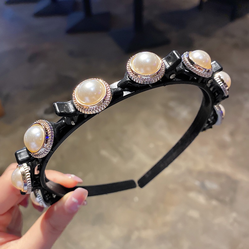 Băng Đô Cài Tóc Hai Lớp Đính Đá Và Ngọc Trai Nhân Tạo Xinh Xắn Sang Trọng