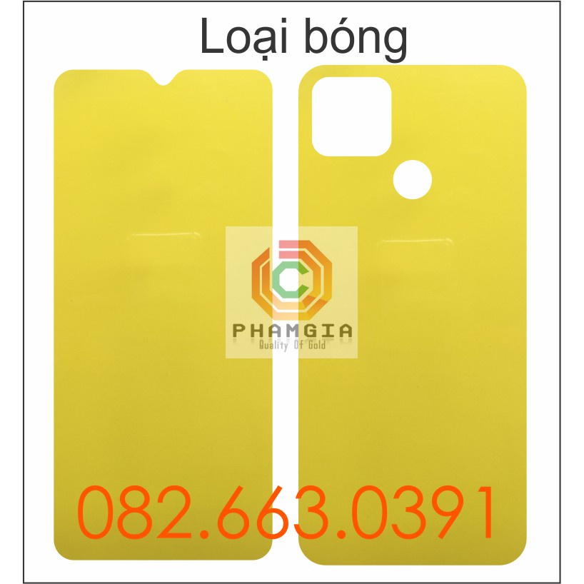 Dán PPF Realme Narzo 30A loại nhám, bóng dành cho màn hình, mặt lưng, mặt lưng full viền