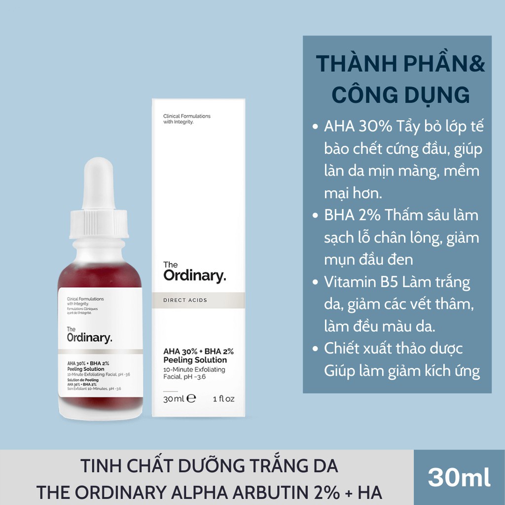 [  HÀNG UK] Tẩy Da Chết Hóa Học The Ordinary AHA 30% BHA 2% Peeling Solution