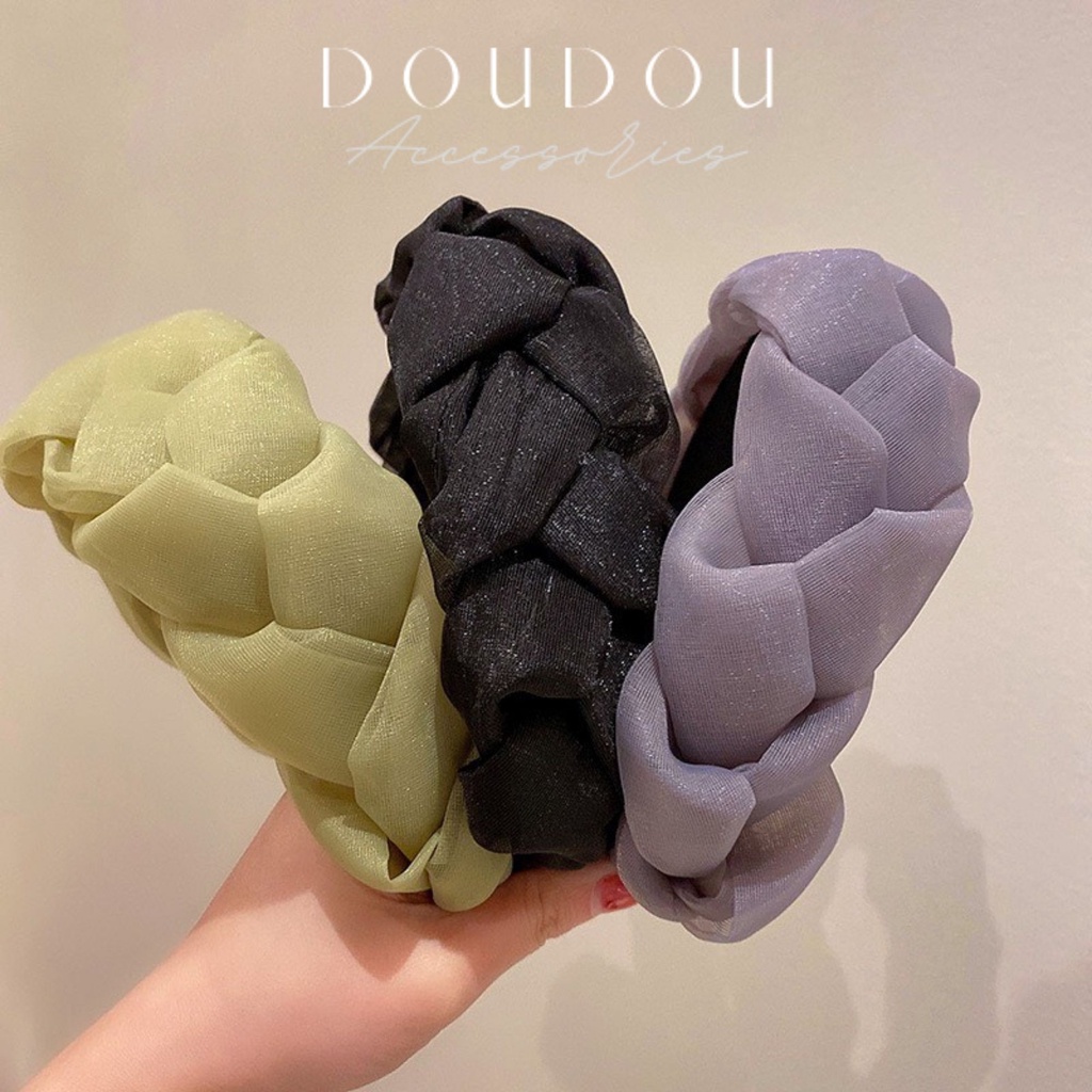 Băng đô tóc nữ DOUDOU Bờm tóc cài tóc phong cách Hàn Quốc chất liệu vải lưới mềm mịn FG001