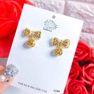 Bông tai, khuyên tai hình nơ đính đá cao cấp Orin T744