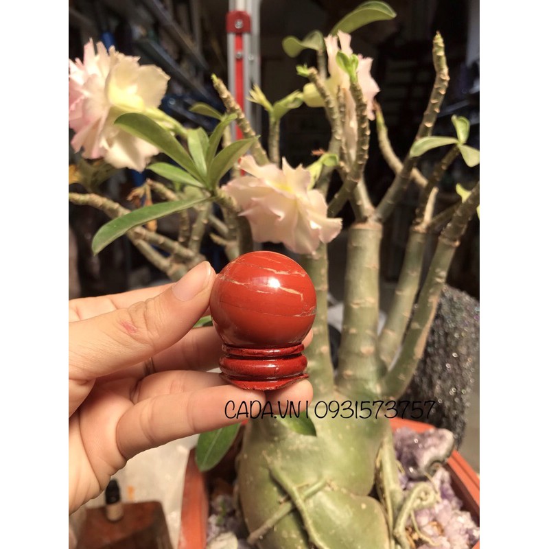 Bi cầu màu đỏ - Bi cầu jasper đỏ - Bi cầu thanh tẩy tarot ( ĐK từ 3 cm đến 3.5 cm)
