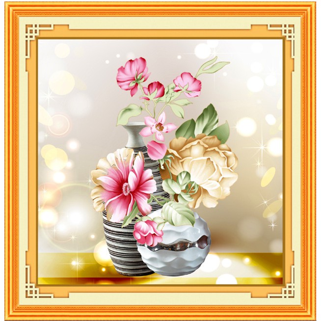Tranh Thêu Chữ Thập   Hoa 6 Bức HH0854  KT:56X61CM