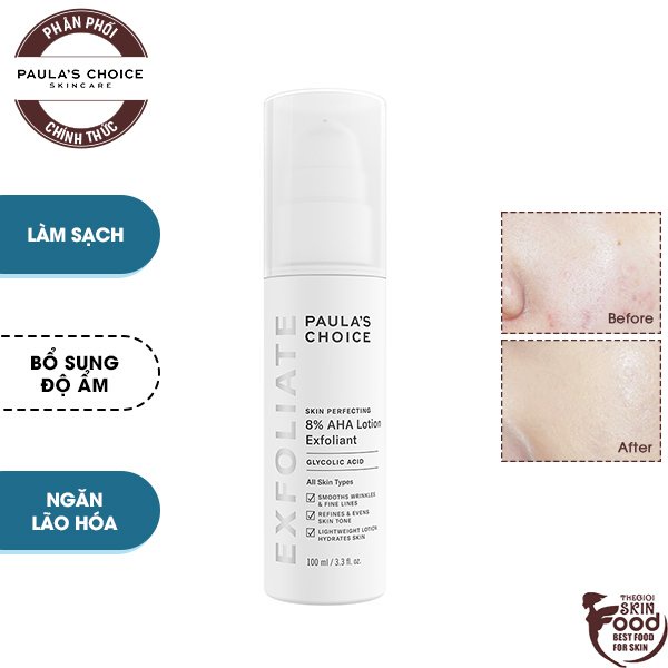 Tẩy Tế Bào Chết Hóa Học Đẩy Lùi Lão Hóa Paula's Choice Skin Perfecting 8% AHA Lotion 100ml