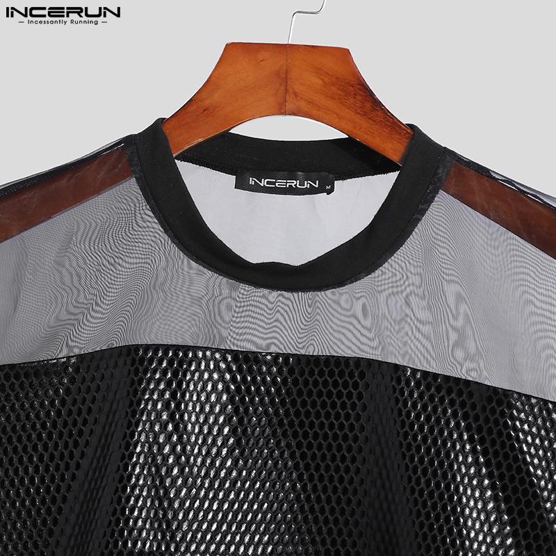 Áo lưới INCERUN sát nách màu đen thời trang mùa hè cho nam giới