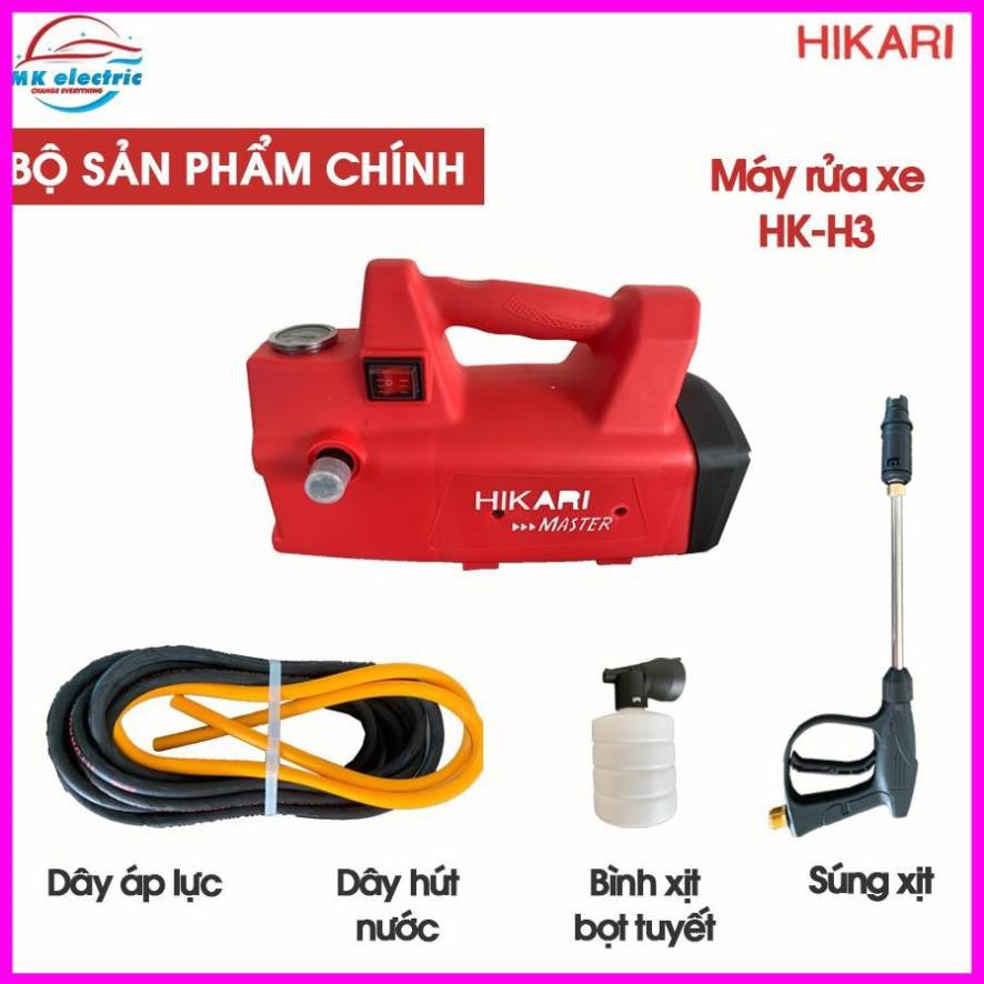 Máy rửa xe mini, Máy xịt rửa cao áp HIKARI HK-H3 - Có áp chống giật + Chống cháy [BH 24 Tháng]