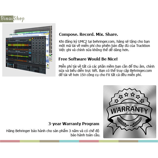 [Mã ELHACE giảm 4% đơn 300K] Sound card thu âm Behringer U-PHORIA UMC202HD