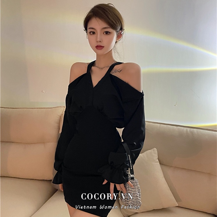 【Cocory.vn】Đầm ôm body trễ vai cổ yếm thời trang quyến rũ dành cho nữ | BigBuy360 - bigbuy360.vn