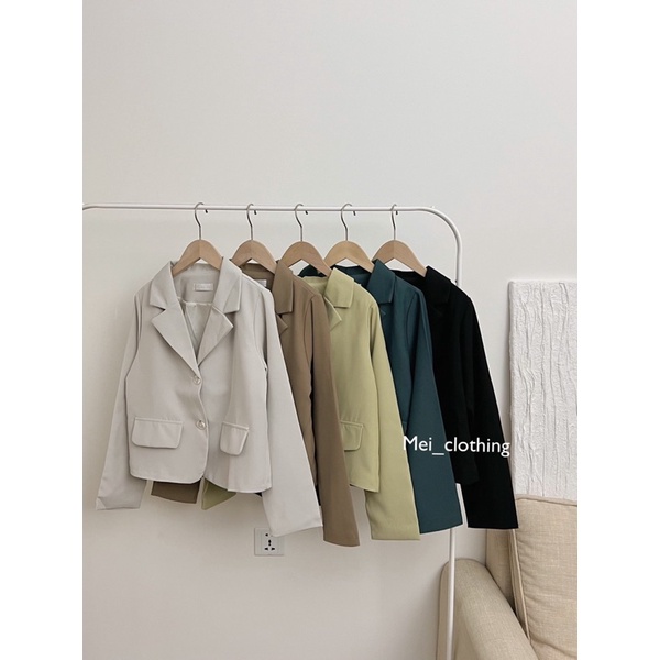 Áo Vest Croptop Tay Dài Nữ 2 Lớp, Blazer Dáng Ngắn Vạt Bầu