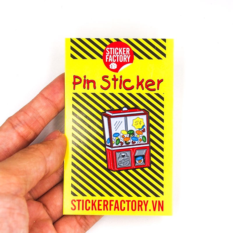 Ghim cài áo Enamel Pin Sticker Factory - Chủ đề Máy game gắp thức ăn đỏ 2x3cm