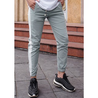 Quần Jogger nam 3 sọc chất đũi cao cấp (4 màu Đen, Xám, Xanh Mint, Xanh Rêu)
