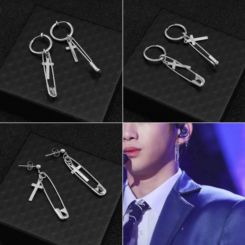 Khuyên tai hình chữ thập phong cách Hàn Quốc dành cho cả nam và nữ