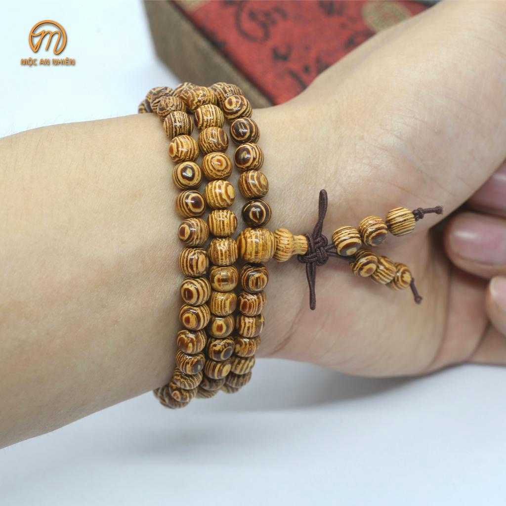 Vòng gỗ đeo tay 108 hạt gỗ Mun Đuôi Công, vòng tay nam, nữ