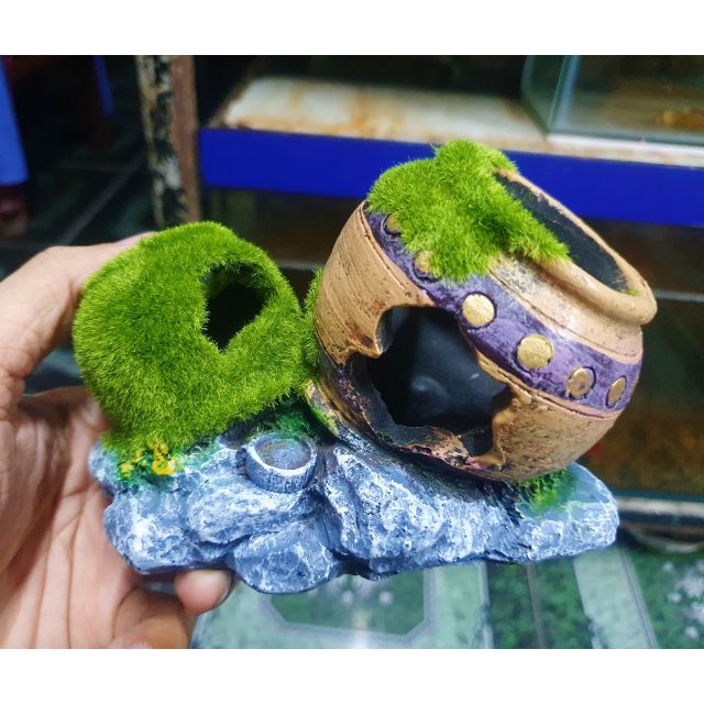 CẢNH LU PHỦ RÊU TRANG TRÍ HỒ CÁ NON BỘ 13X7X10CM