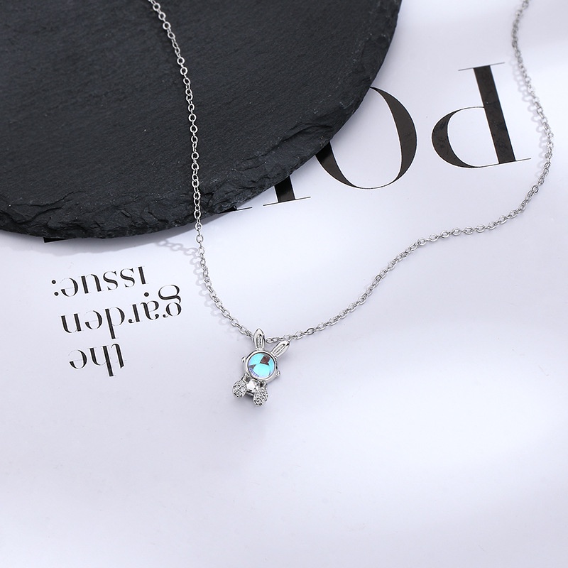 Vòng cổ cung hoàng đạo thỏ dễ thương Thời trang nữ thanh lịch sang trọng mặt trăng đá vòng cổ hàn quốc