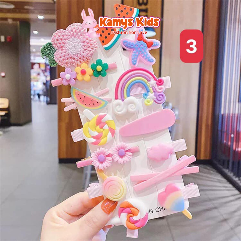 Set 14 kẹp tóc xinh xắn cho bé gái KAMYS KIDS