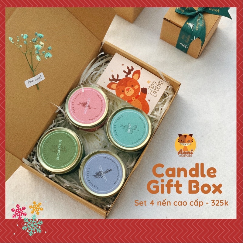 Set quà tặng sinh nhật độc đáo handmade Relax Gift Box (Hộp draft cao cấp) nến thơm hoa văn Vintage