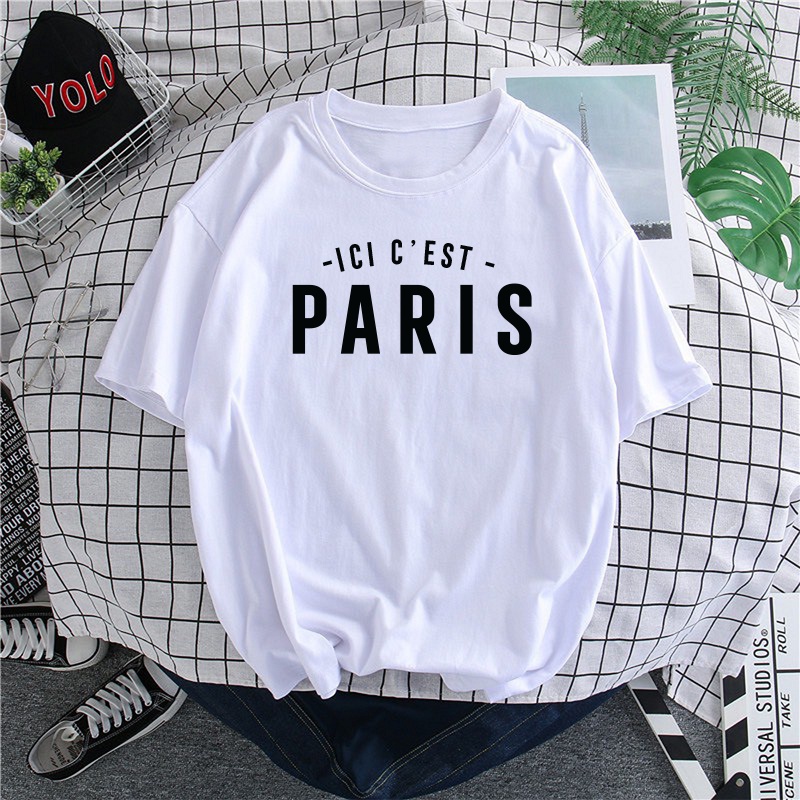 Áo Thun Tay Lỡ Unisex ICI CEST PARIS MESSI 2 Màu Đen Trắng Chất Cotton Dày Mịn