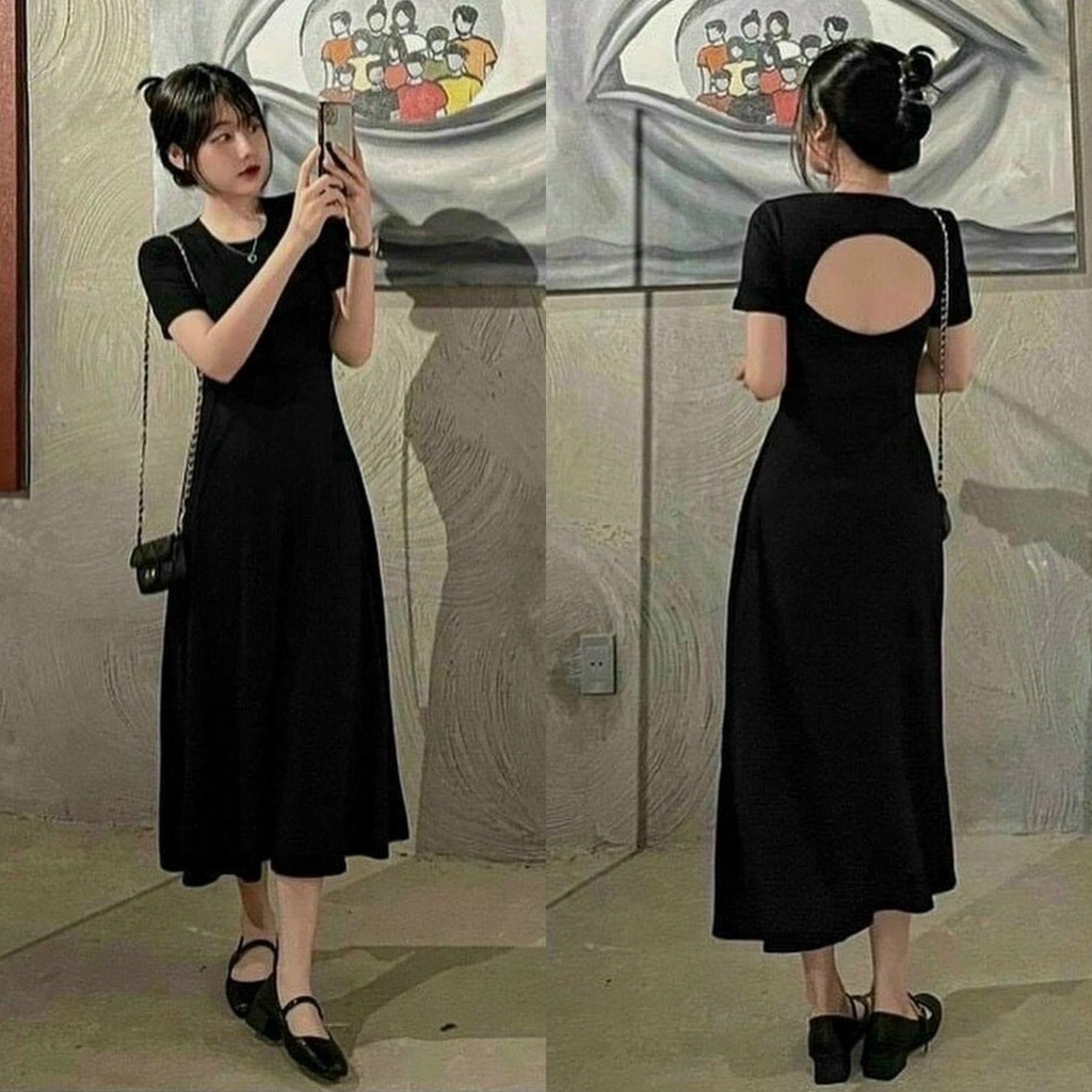 ĐẦM MIDI THUN HỞ LƯNG