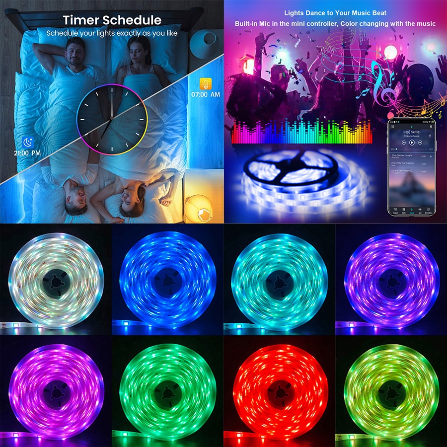 Dây đèn led OSIDEN đổi màu RGB trang trí phòng ngủ điều khiển bằng điện thoại nhấp nháy theo nhạc 5M 10M 15M 20M
