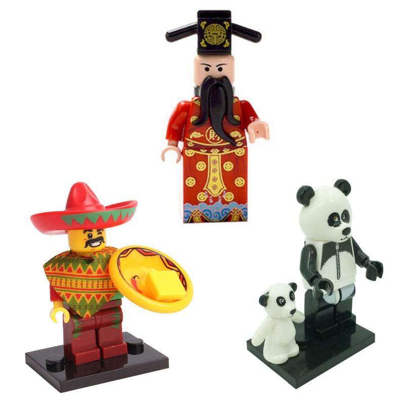 Minifigures Các Mẫu Nhân Vật Ông Thần Tài, Gấu Trúc, Người Mexico