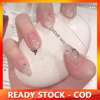 Bộ 24 Móng Tay Giả Lấp Lánh Trang Trí Cho Cô Dâu