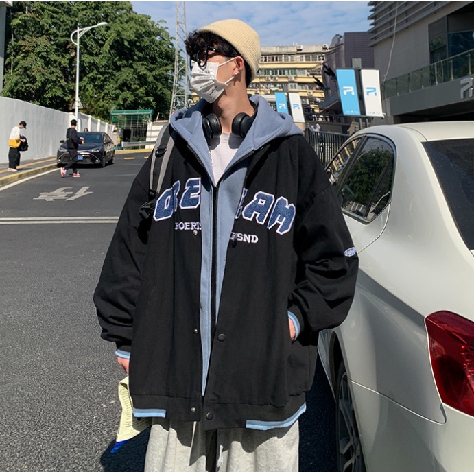 Áo Khoác Hoodie Dáng Rộng In Họa Tiết Thời Trang Hàn Quốc Cho Nam Áo khoác hai lớp Unisex áo hoodie unisex form rộng